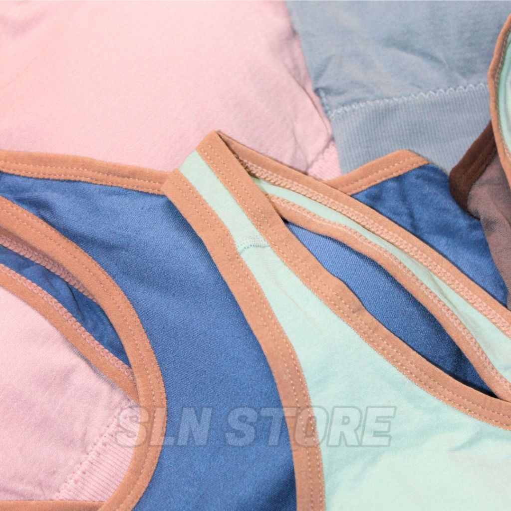 Grosir (Paket 3 Pcs) Tanktop Bra / Sport Bra Tanpa Kawat Wanita Import - 2053