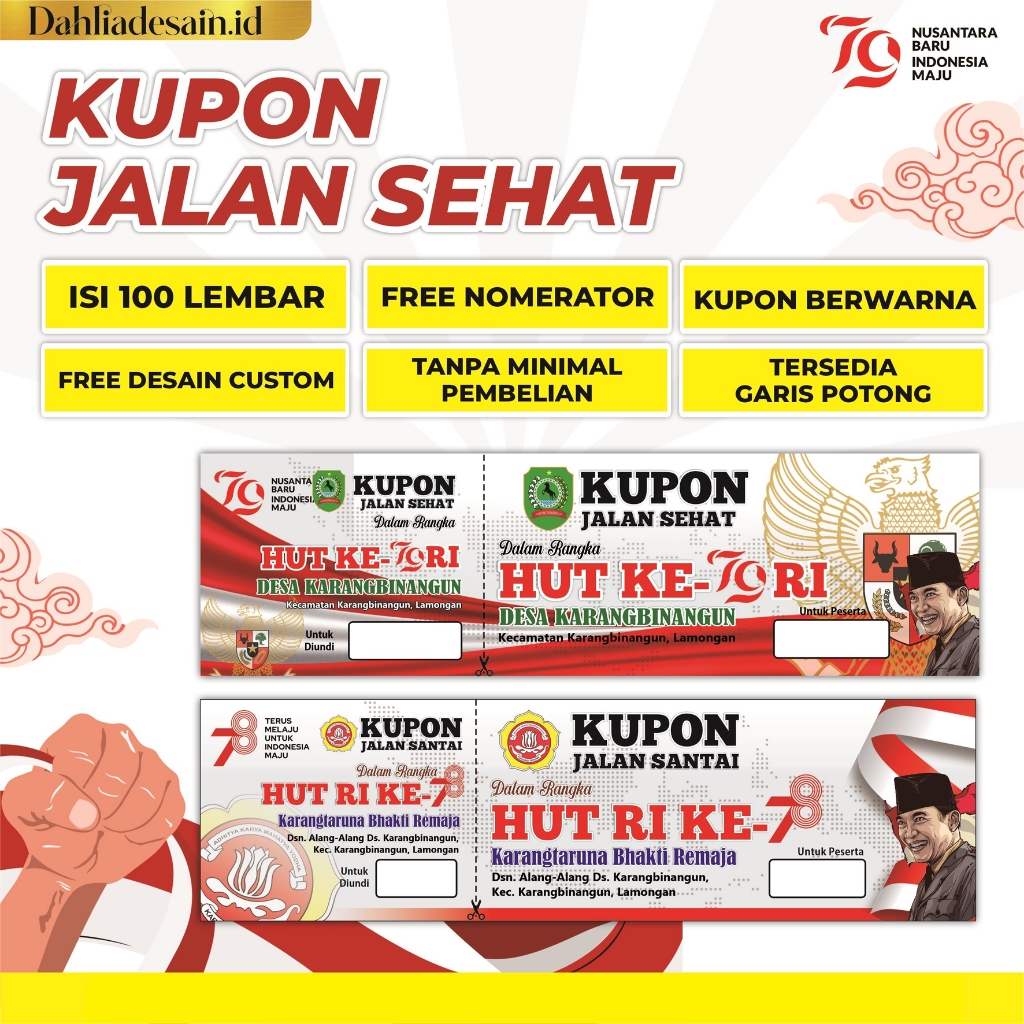 

KUPON JALAN SEHAT/KARCIS PARKIR / TIKET MASUK (HVS 75 GRM UK. 5,5X21 CM)
