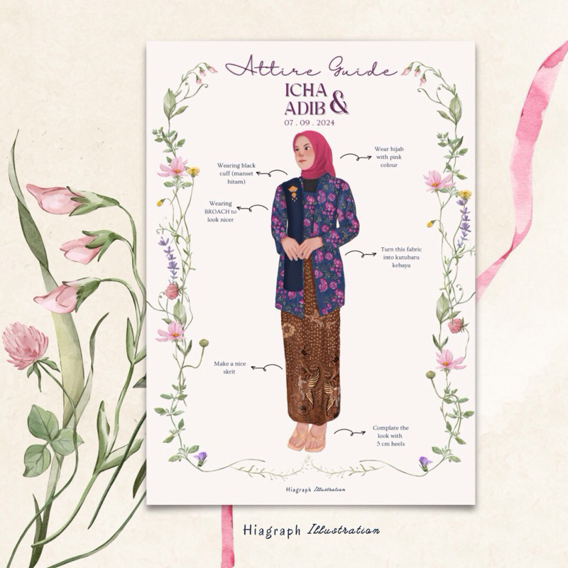 Jasa Attire Guide Card Bridesmaid/ Groomsman/ Engagement/ Wedding [1 FIGURE]