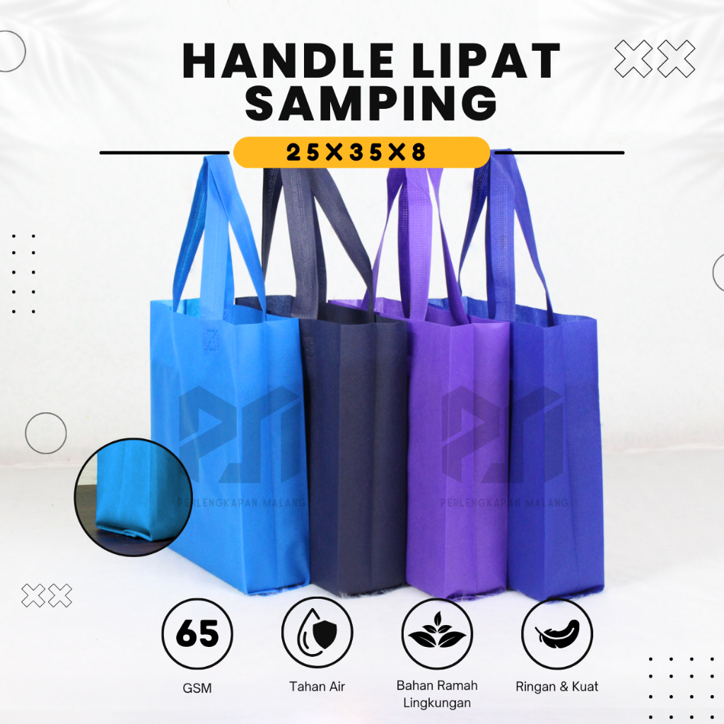 

HLS 65GSM Tas Spunbond Goodie Bag Laken Model Tali Ukuran 25x35x8 Tebal Polos