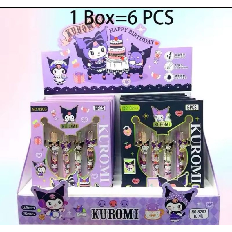

SAKHA- SERI IS 6 PCS PULPEN SANRIO KUROMI PREMIUM|PEN VIRAL KARAKTER SANRIO KUROMI IMPORT