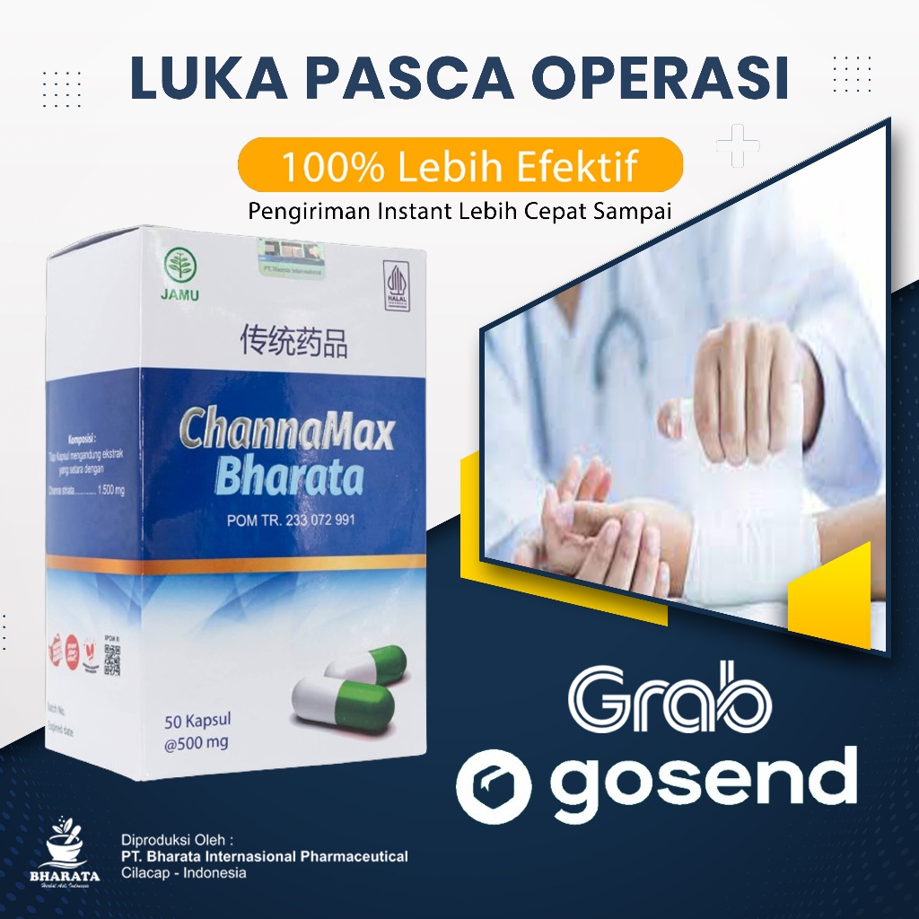 Channamax Bharata - Obat Luka Pasca Operasi - Obat Pengering Luka Paling Ampuh Isi 50 Kapsul 100% Ha