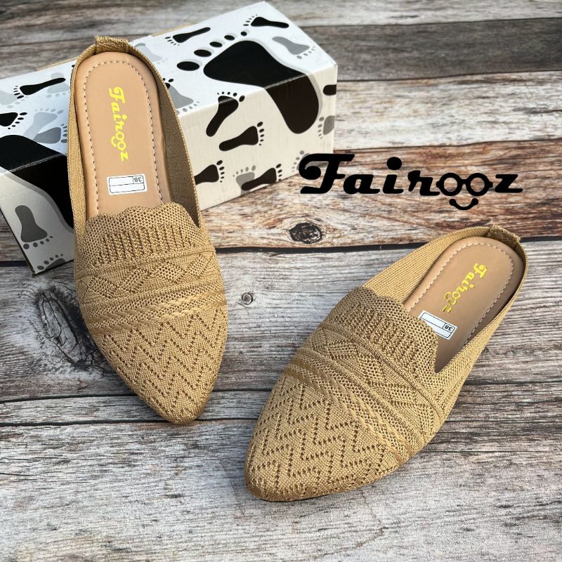 Fairooz - Sandal Casual Sandal Selop Flat Wanita Rajut Import NEW MOTIF SF14