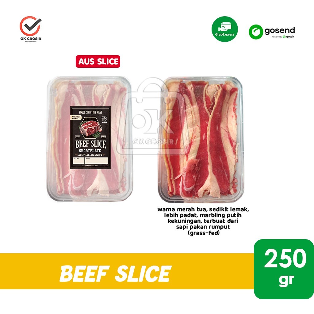 

Shortplate AUS Beef Slice / Australian Brisket Slice (250 gr) KHUSUS INSTANT