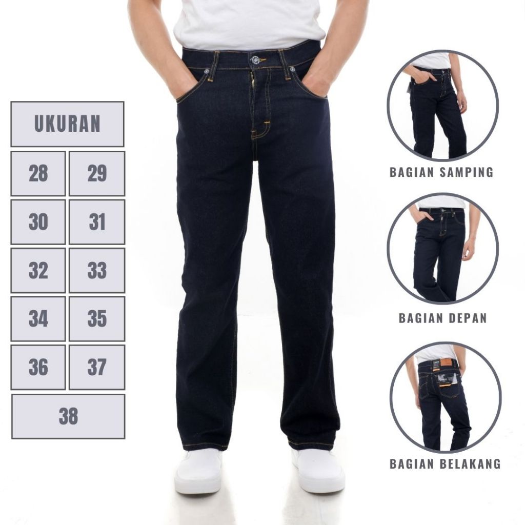 Celana Panjang Distro Original Jeans Reguler fit Pria Dewasa Lepis Standar Cowok Bahan Denim Melar