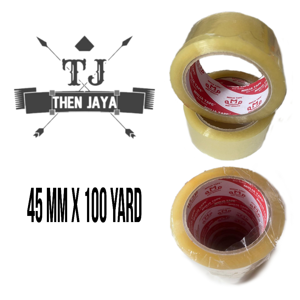 

[ TJ ] Lakban Bening Mulia Tape 45mm 45 mm x 100 Yard Ori Pabrik