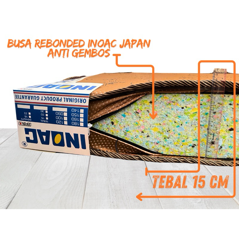 Kasur Busa INOAC Original Tebal 15cm GARANSI 15 Tahun Rebonded ANTI GEMBOS Ukuran 200 180 160 140 12