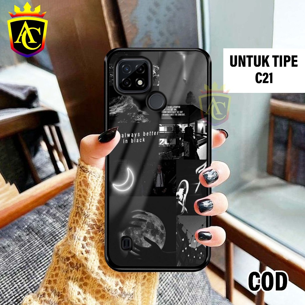 Case Realme C21- Hardcase Glossy casing Hp Realme C21 [Motif - Aesthetic 01] - AnekaCase softcase gl
