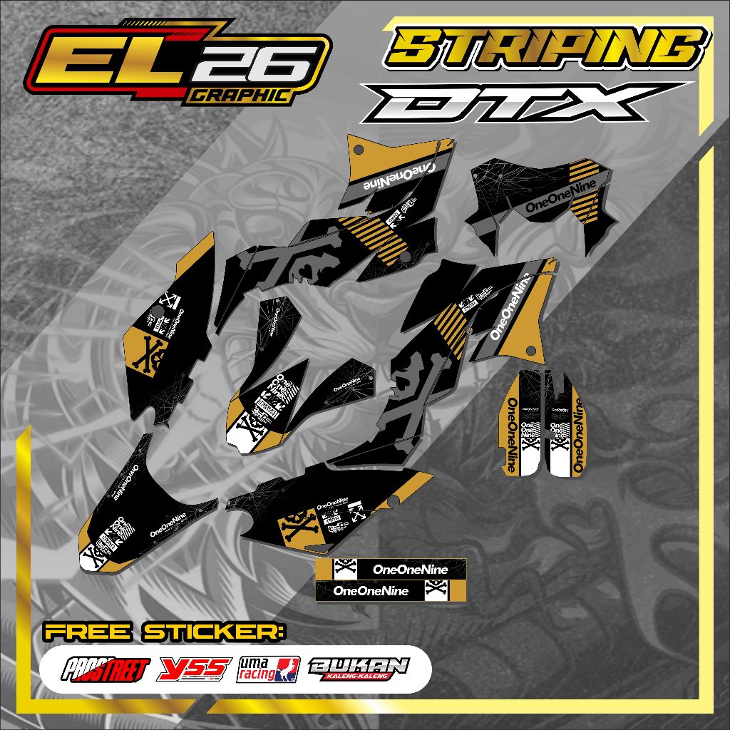 454 DECAL STICKER KAWASAKI DTX - DECAL KAWASAKI DTX MOTIF ABSTRAK