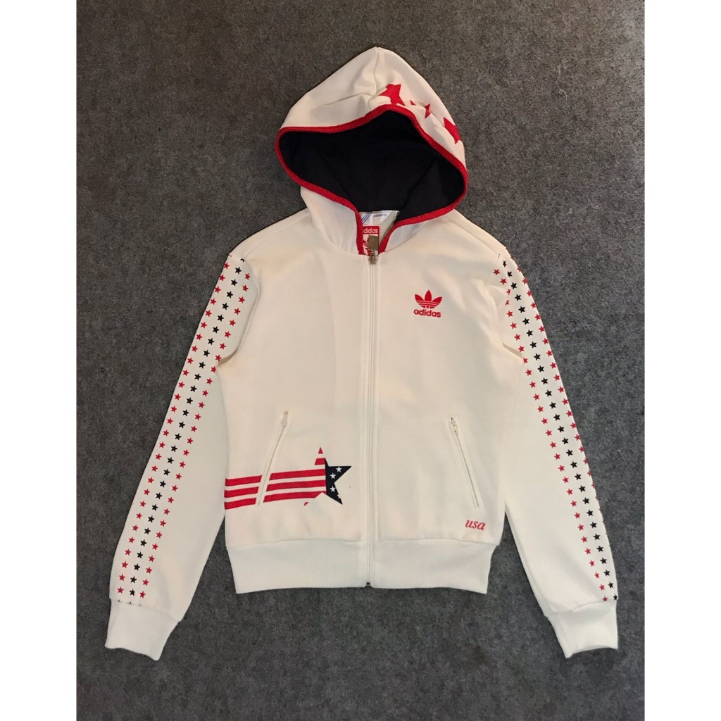 TRACKTOP ADIDAS USA HOODIE RARE VINTAGE WOMAN