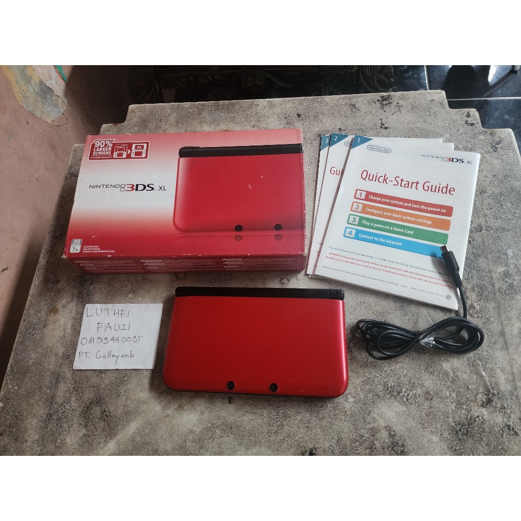 Nintendo 3DS XL Black Red OFW CFW Luma by request Fullset 03