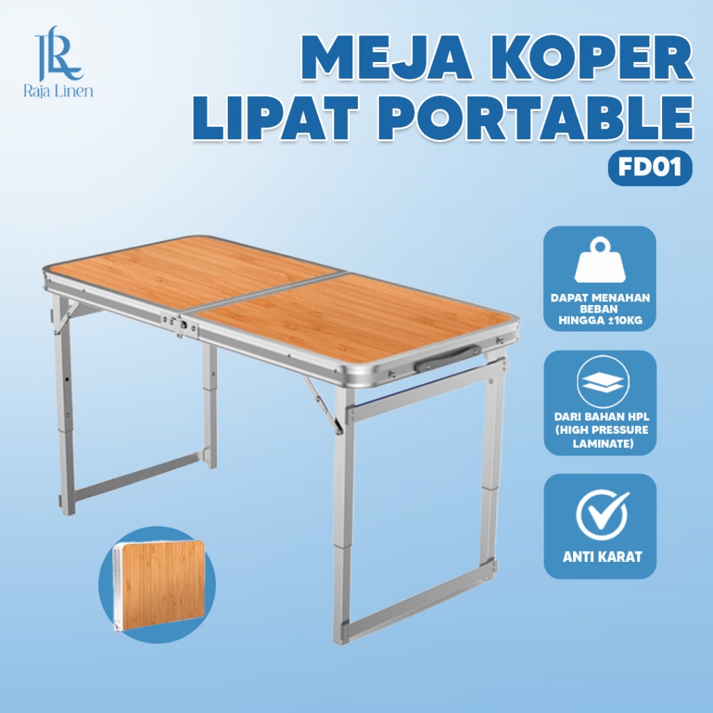 Meja Koper Lipat Portabel Kaki Kotak Serbaguna Free Kursi Random~RAJALINEN