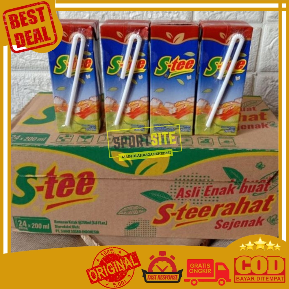 

S-tee Kotak 200 ml Stee Teh Kotak 200ml S Tee Dus Box Karton isi 24pcs Minuman Tea Drink Original