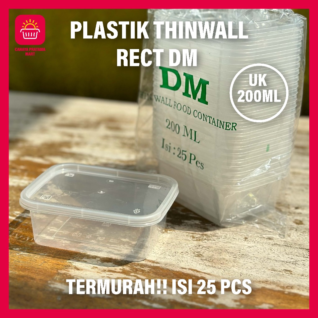 THINWALL RECTANGLE / Kotak makan plastik BOX MIKA THINWALL WADAH + TUTUP TERMURAH  ISI 25PCS Thinwal