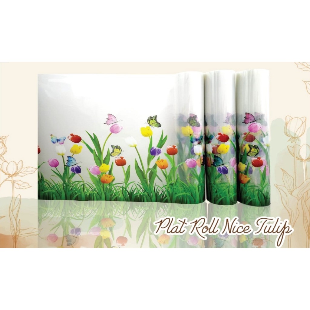 Fiber Plastik Plat Penutup Pagar Motif TULIP CLEAR