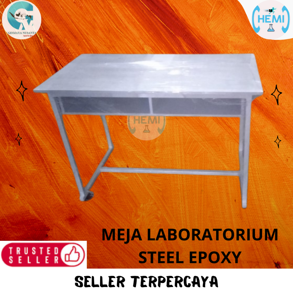 Meja Laboratorium 120 Steel Epoxy Dengan Laci, Meja Multiplex Lapis HPL