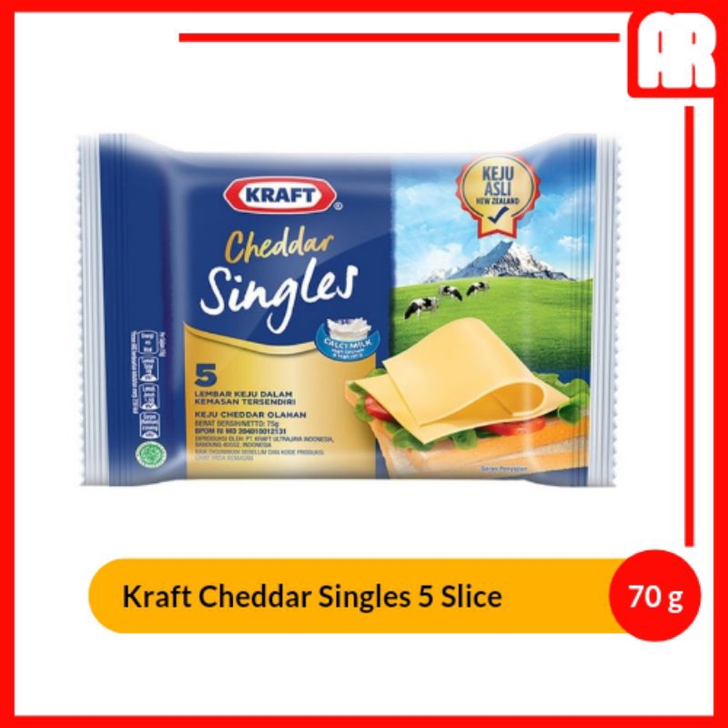 

Kraft Keju Cheddar Singles 5 Slice 70g - Keju Lembaran | AR Ostore