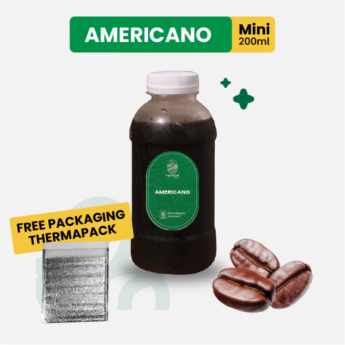 

Kopi Hitam Americano Kemasan bottle MINI 200ml Ready To Drink MarieKopi