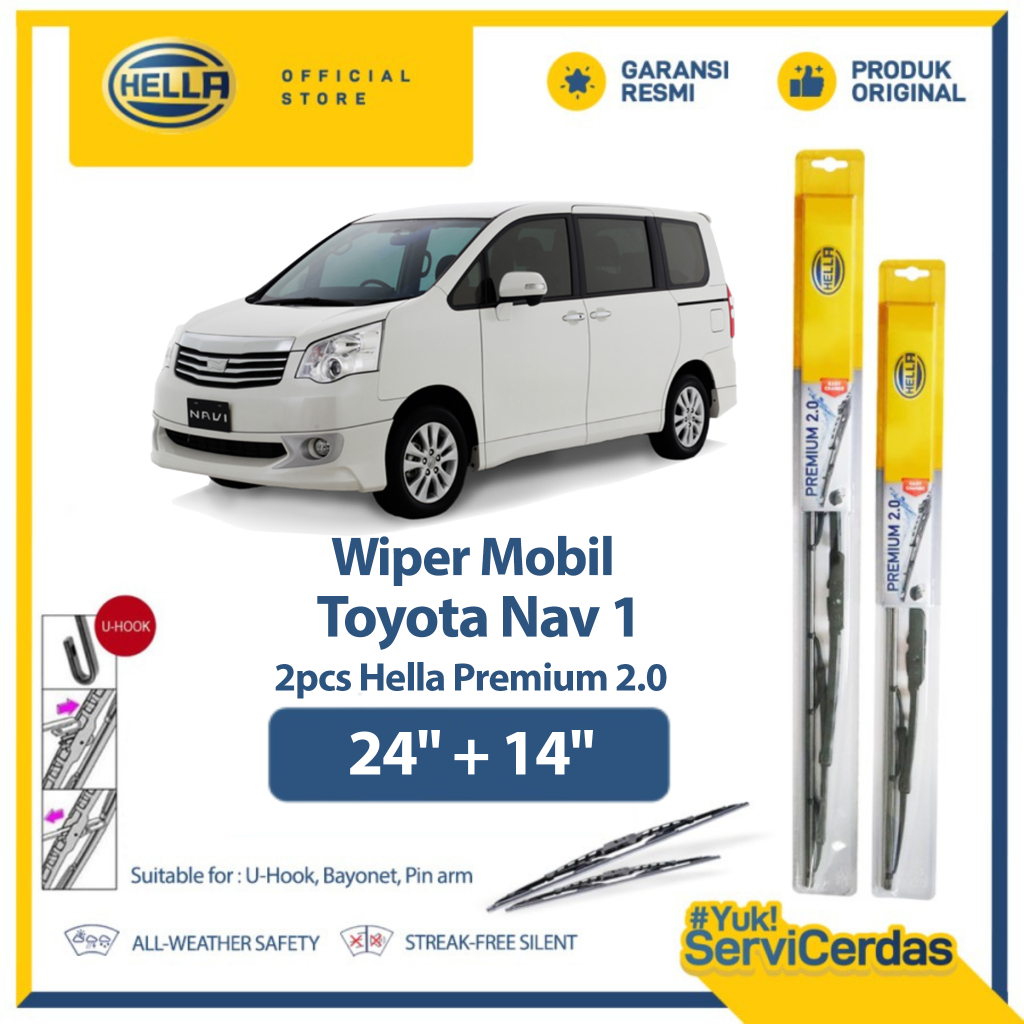 Wiper Mobil TOYOTA Nav1 24” + 14” (2pcs) - HELLA Premium 2.0