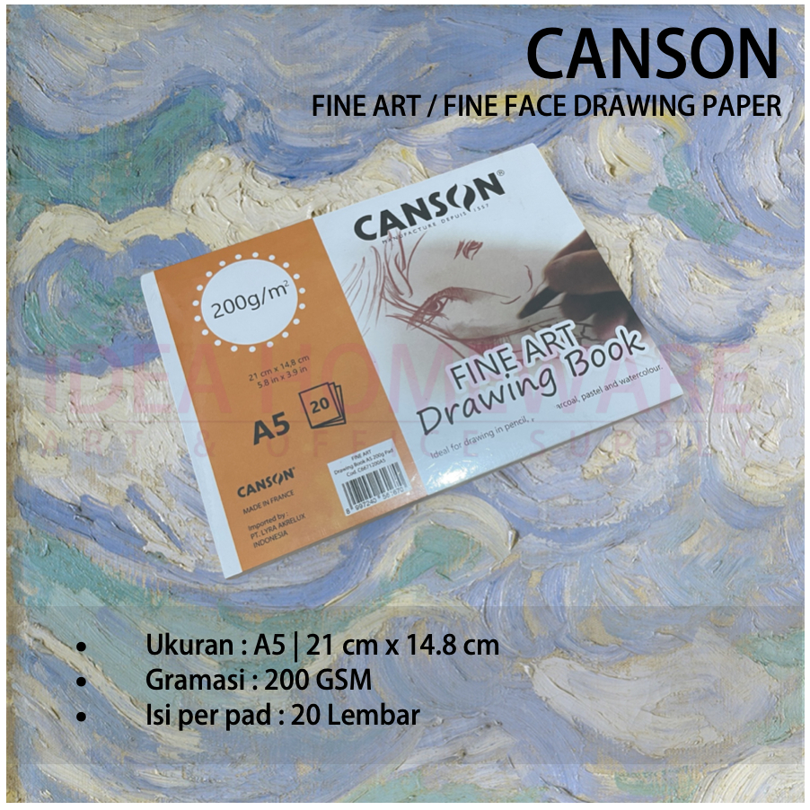 

Drawing Book Fine Art Canson Fine Face 200 gsm A5 20 Lembar Kertas Sketsa Kertas Gambar 6671200A5 - Pad