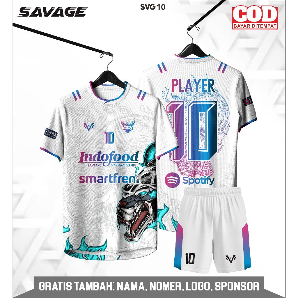 JERSEY FUTSAL CUSTOM NAMA DAN NOMOR FULL PRINTING MOTIF PUTIH GRADASI WARNA KEKINIAN TERBARU KEREN