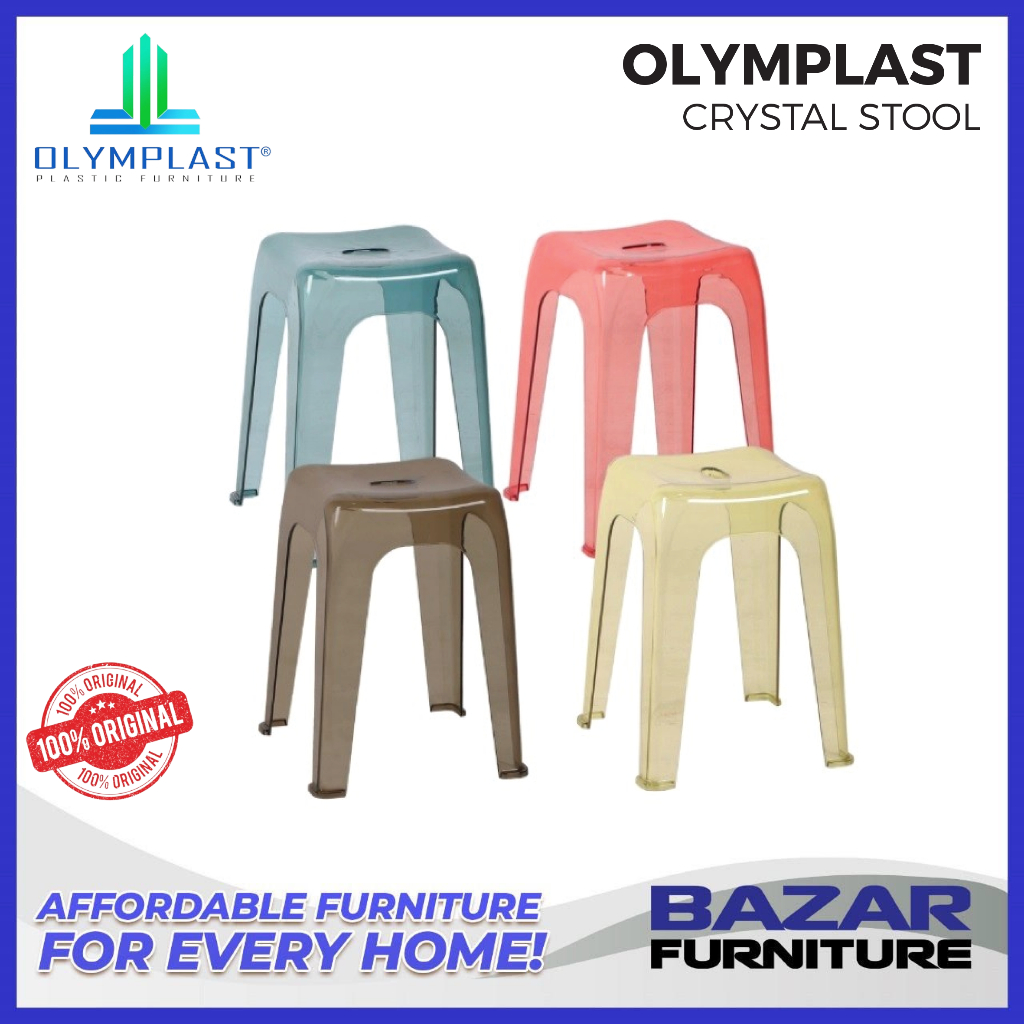Olymplast – Kursi Bangku Bakso Baso Plastik Square Stool Crystal Tumpuk Bening Transparan