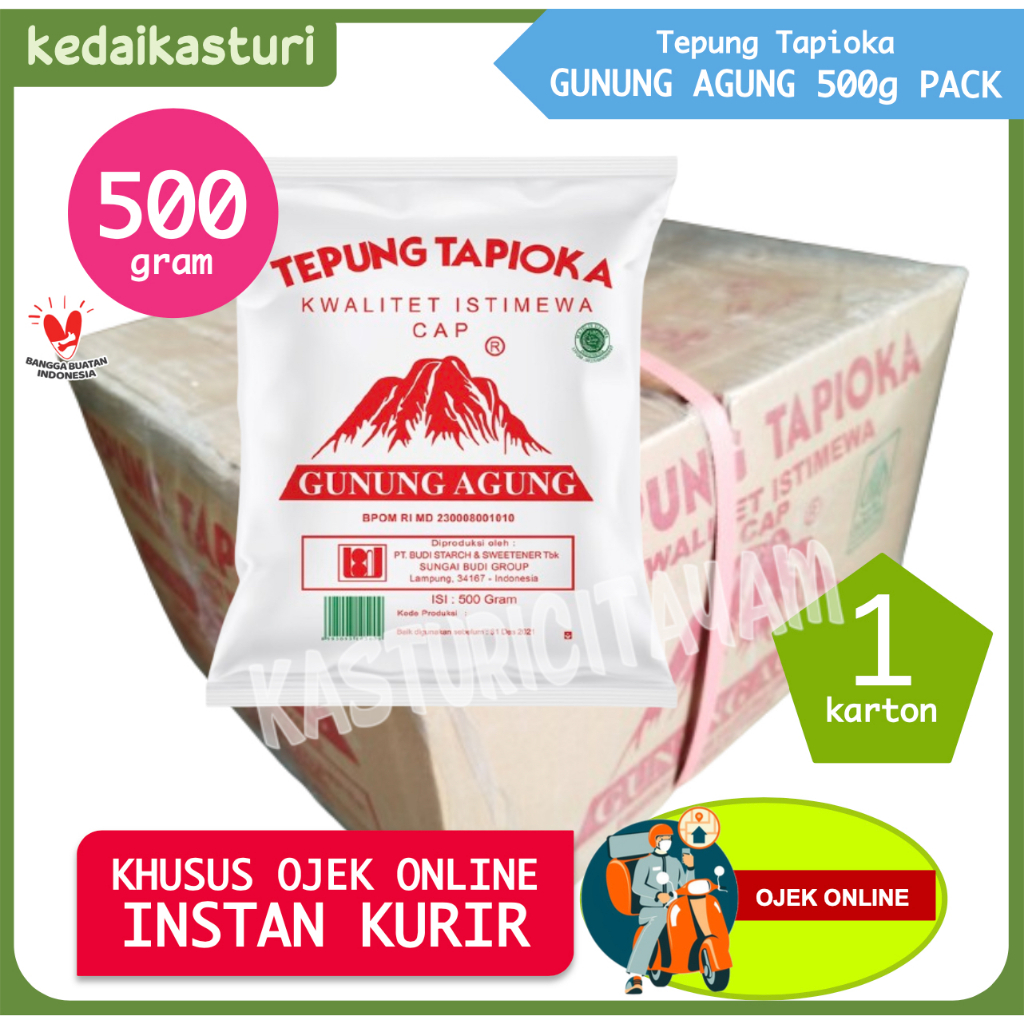 

Tepung Tapioka Sagu Gunung Agung Merah 500gr Kurir Instan - 1 Karton x 20 Pack