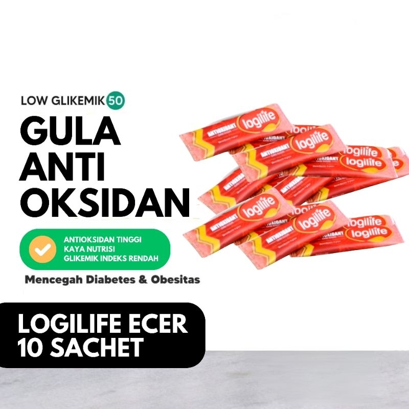 

10 pcs Logilife Gula Sehat Organik | PROMO!! Gula Sehat Antioksidan Rendah Glikemik Indeks | Gula Tebu Brand Premium Sugar Tanpa Campuran | 400 gram 50 sachet | Cane Sugar Pure Premium Gula Tebu Murni Organik Natural
