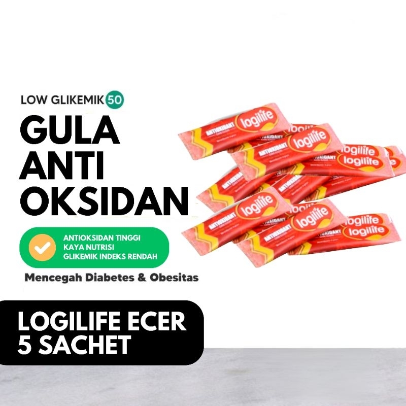 

5 pcs Logilife Gula Sehat Organik | PROMO!! Gula Sehat Antioksidan Rendah Glikemik Indeks | Gula Tebu Brand Premium Sugar Tanpa Campuran | 400 gram 50 sachet | Cane Sugar Pure Premium Gula Tebu Murni Organik Natural