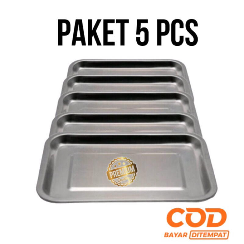 5 PCS Nampan Stainless Kotak Persegi Panjang Tebal Jumbo Besar Kecil