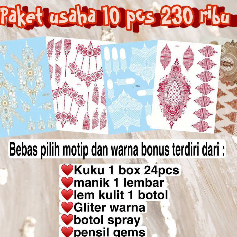 KODE J93P PAKET USAHA MINI 1 PCS HENA STIKER HENA WEDDING