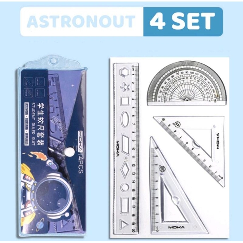 

Omah Prabot - Set 4 Pcs Penggaris Lucu Ruler Set Penggaris Segitiga Penggaris Sudut Busur Derajat