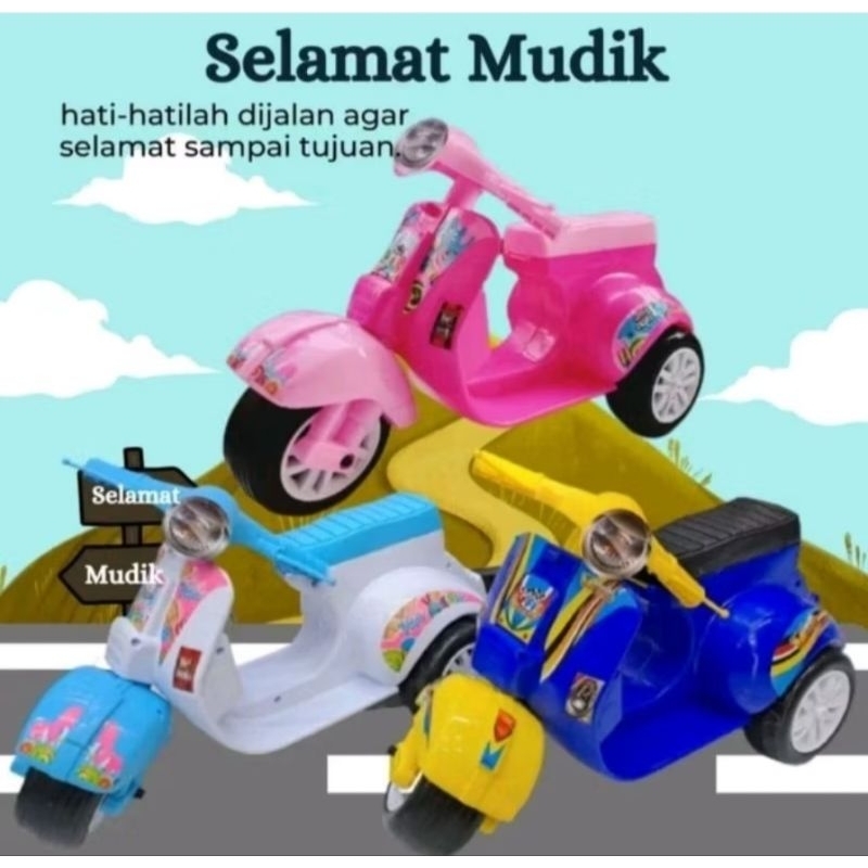 MAINAN MINI VESPA MUSIC BISA DI DUDUKI MAINAN MOTOR ANAK