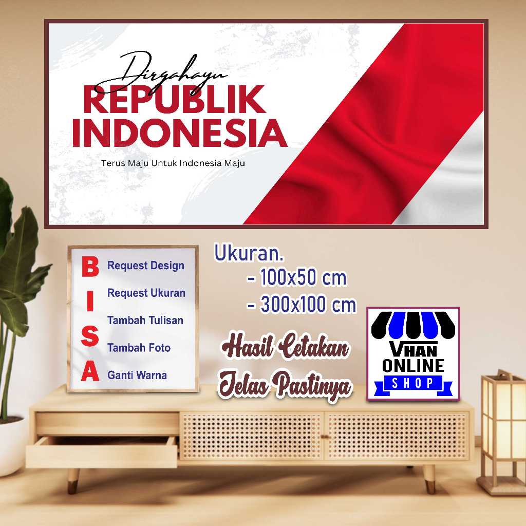 Design Simple Banner Spanduk MMT Peringatan Hut RI, Bagus Murah Simple