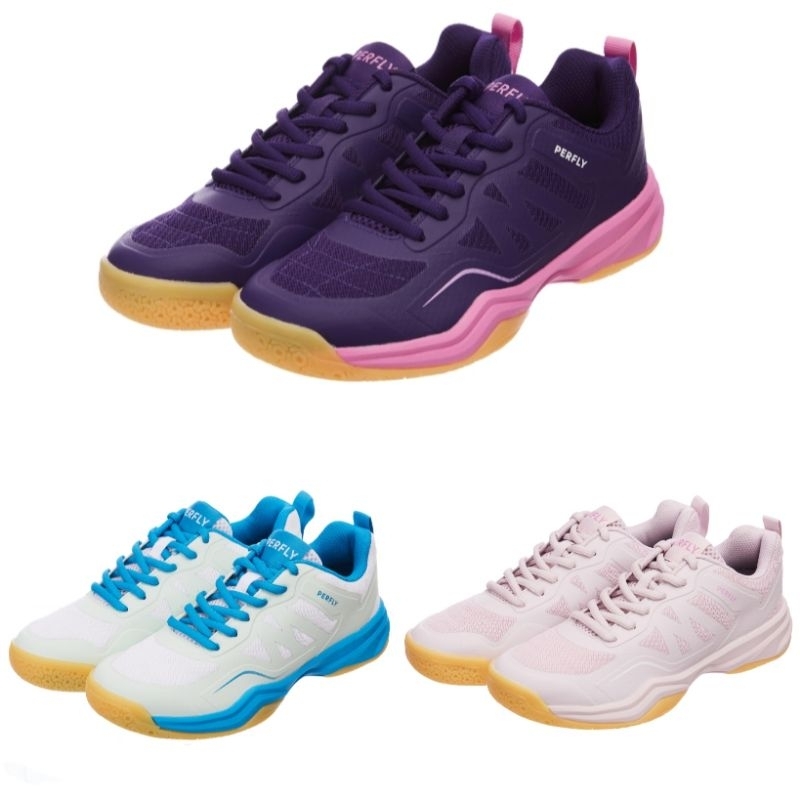 Sepatu Badminton Wanita Perfly - Pink/Hijau/Purple