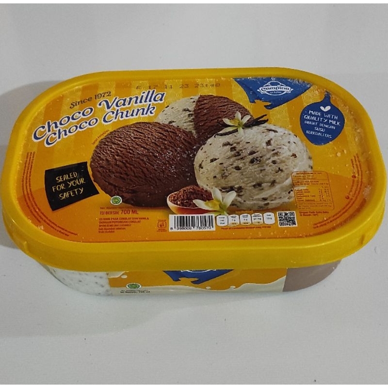 

ice cream Campina Choco Chunk ( Coklat + Vanila) 700 ml