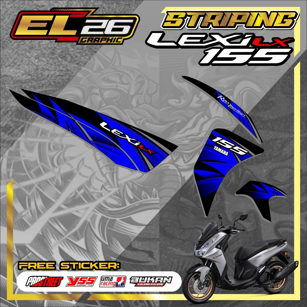 465 STRIPING STICKER YAMAHA LEXI LX 155 - STICKER YAMAHA LEXI LX 155 MOTIF ABSTRAK