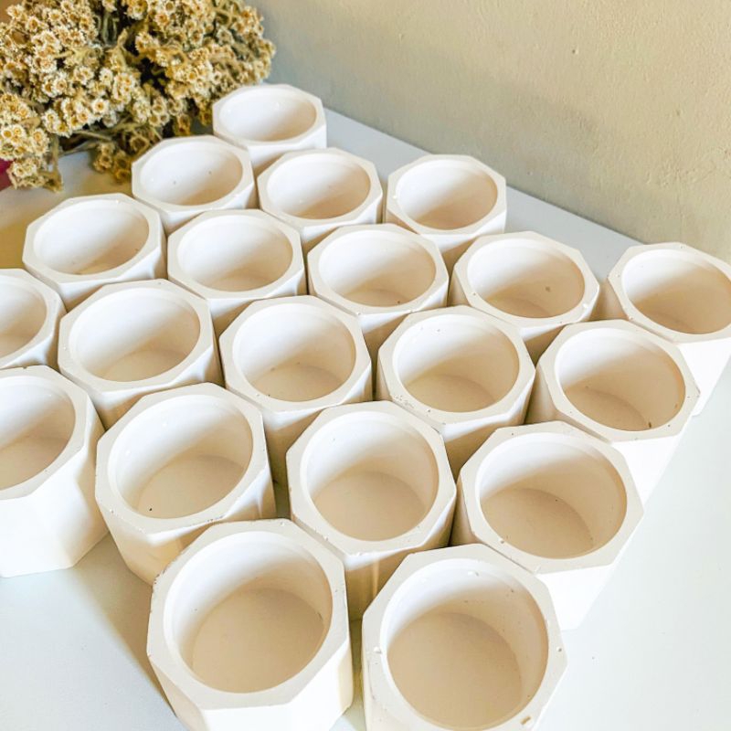 Pot Kaktus Pot Lilin Putih Pot Skulen Pot Semen Putih