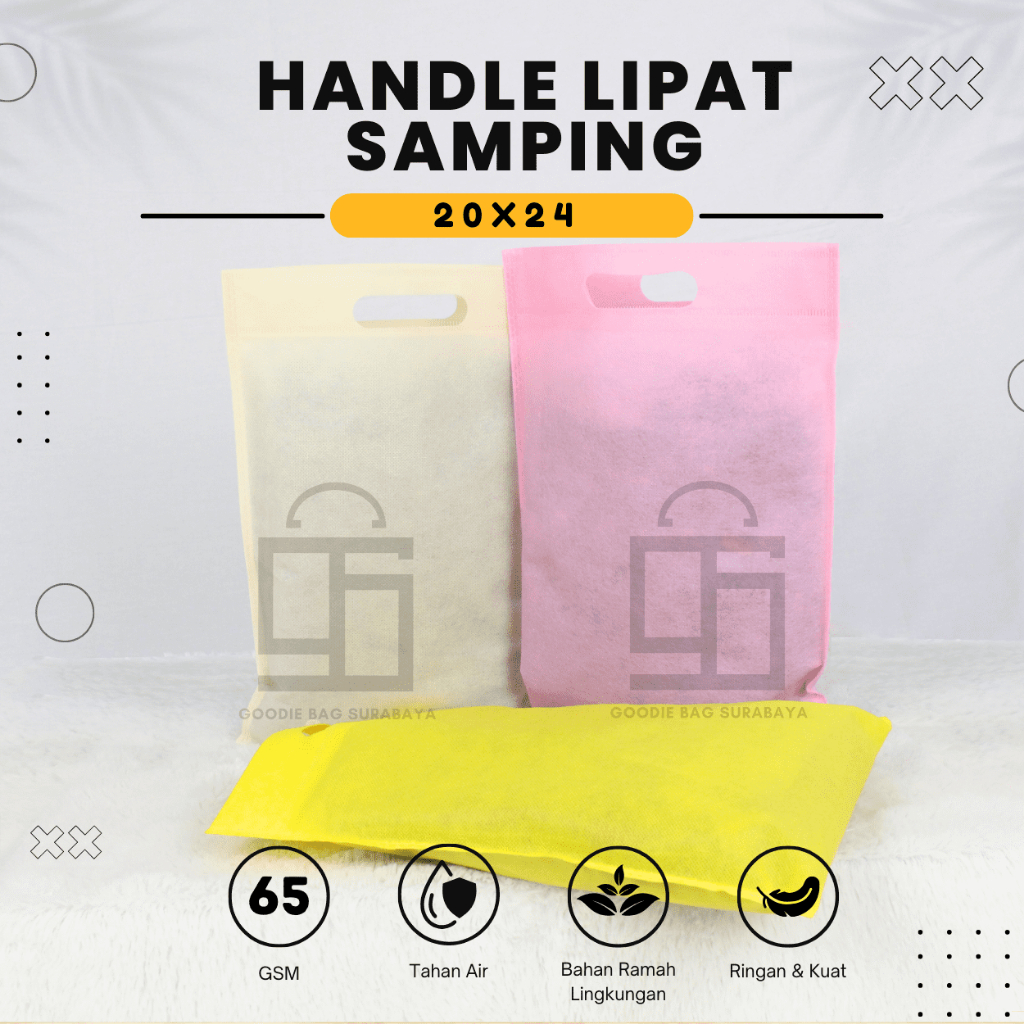 

OVAL 65GSM Tas Spunbond Oval Ukuran 20x24 Goodie Bag Laken Polos