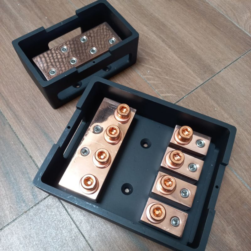 Pure Copper OFC Gold Plated Fuse Distribution and Ground Block ANL + Copper Bolts