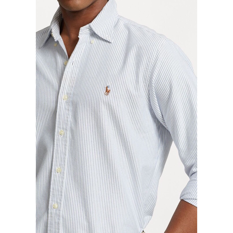 kemeja salur biru polo rl