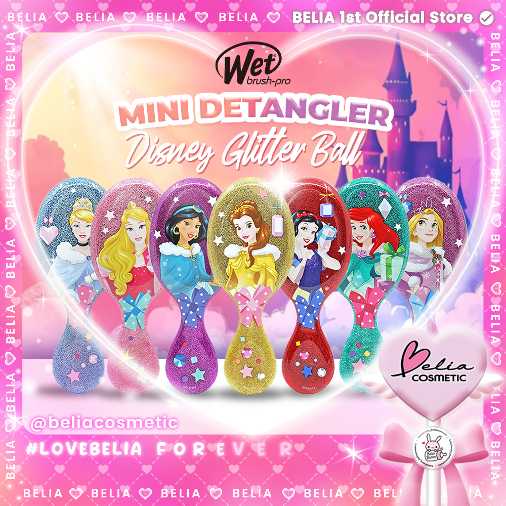 ❤ BELIA ❤ WET BRUSH Mini Disney Princess Mini Detangler Glitter Ball Limited Edition | Sisir rambut 