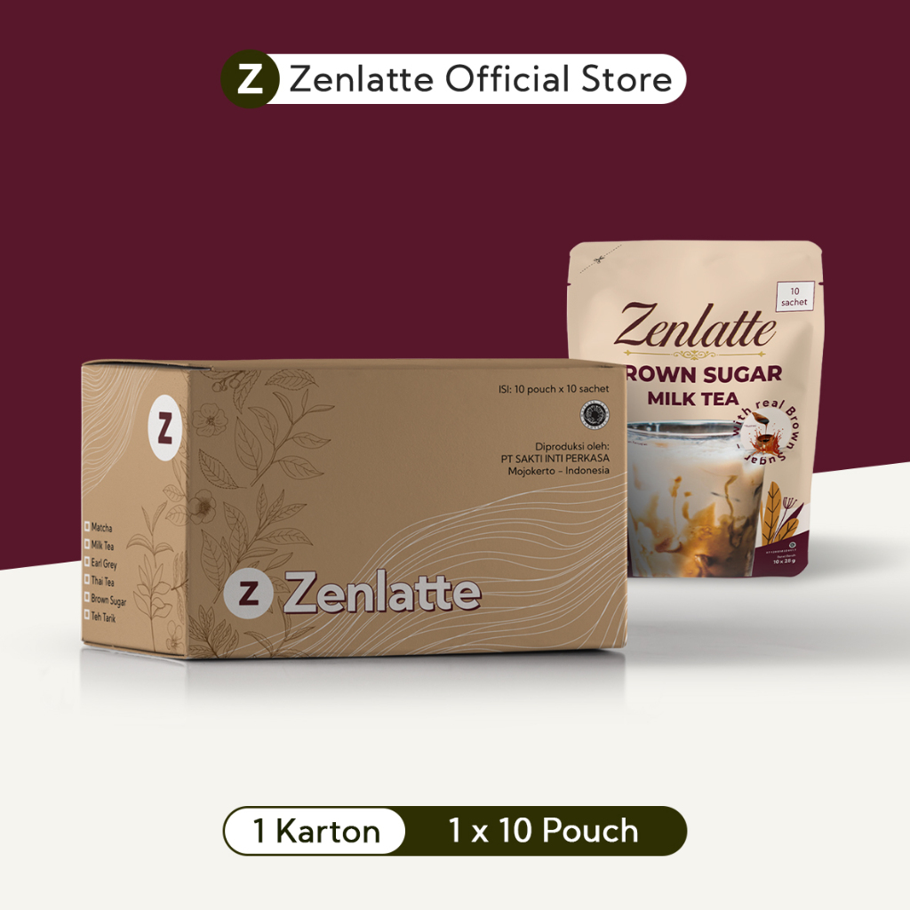 

Zenlatte Brown Sugar Milk Tea Pouch - 1 Karton | Brown Sugar Milk Tea Powder | Bubuk Brown Sugar