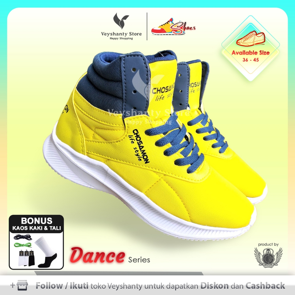 [VEYSHANTY] Sepatu Pria Wanita CS Dance Premium Quality - Warna Kuning Atas Navy | Casual | Sport | 