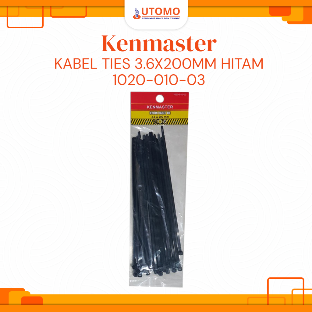 

Kabel Ties HITAM 3.6 X 200 mm isi 50 pcs / Kenmaster Nylon Cable Tie
