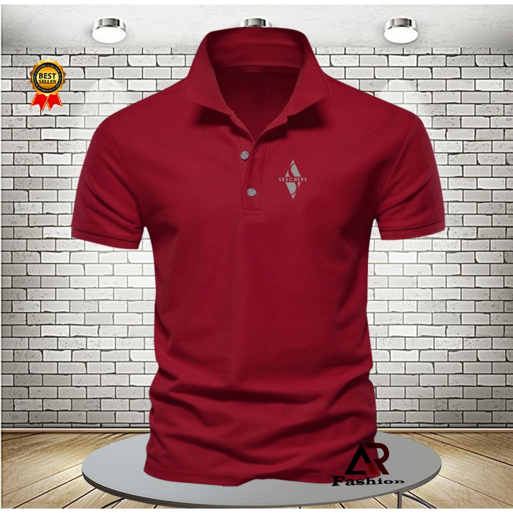 AR FASHIONPOLO SHIRT PRIA/WANITA KAOS POLO KERAH SKECHERS SILVER