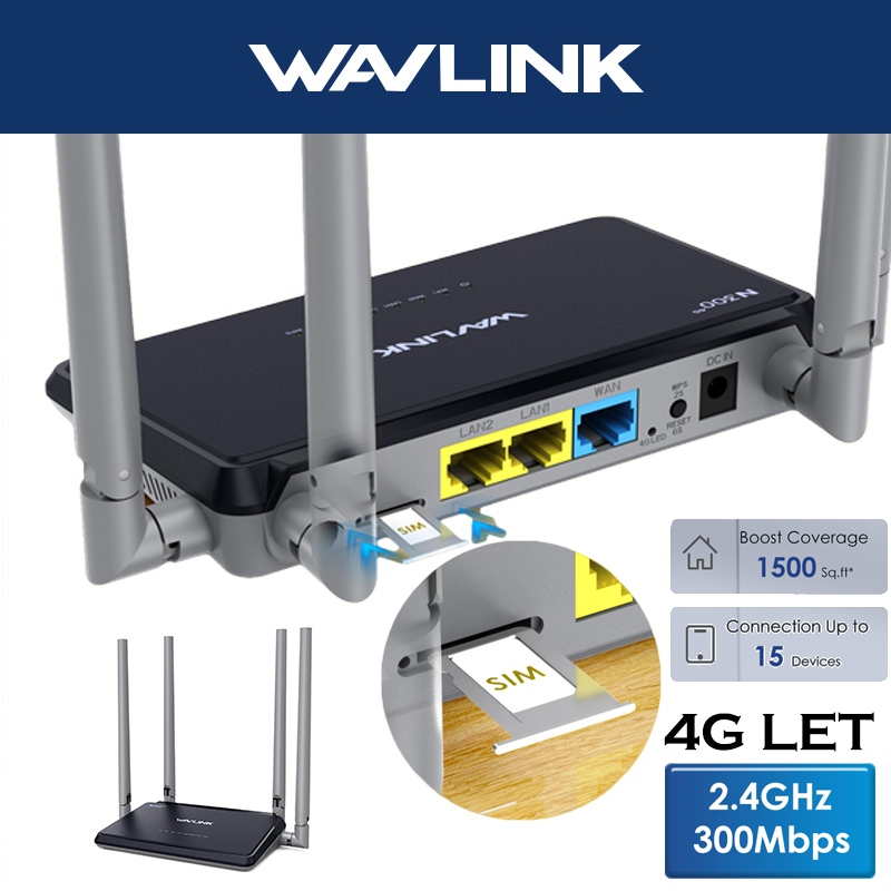 WAVLINK N300 4G LTE Sim Card Router CPE Wireless Router High-Speed Mobile Router With 4 High Gain An