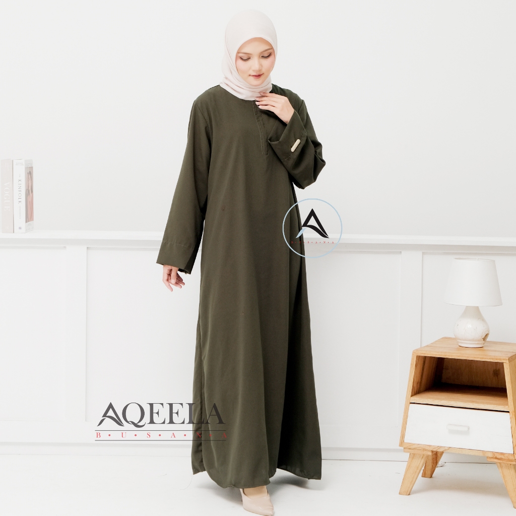 (Bisa COD) Aqeela Abaya Polos Wanita turkey kekinian Wolpis premium ukuran S M L XL XXL / Long Dress
