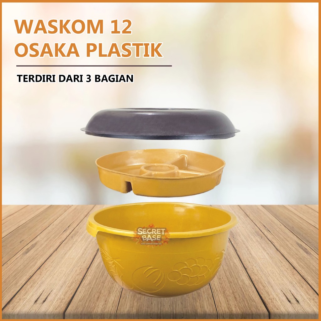ISI 12pcs BASKOM SEKAT TUTUP Baskom Hajatan / Waskom / Wakul / Bakul Nasi Plastik