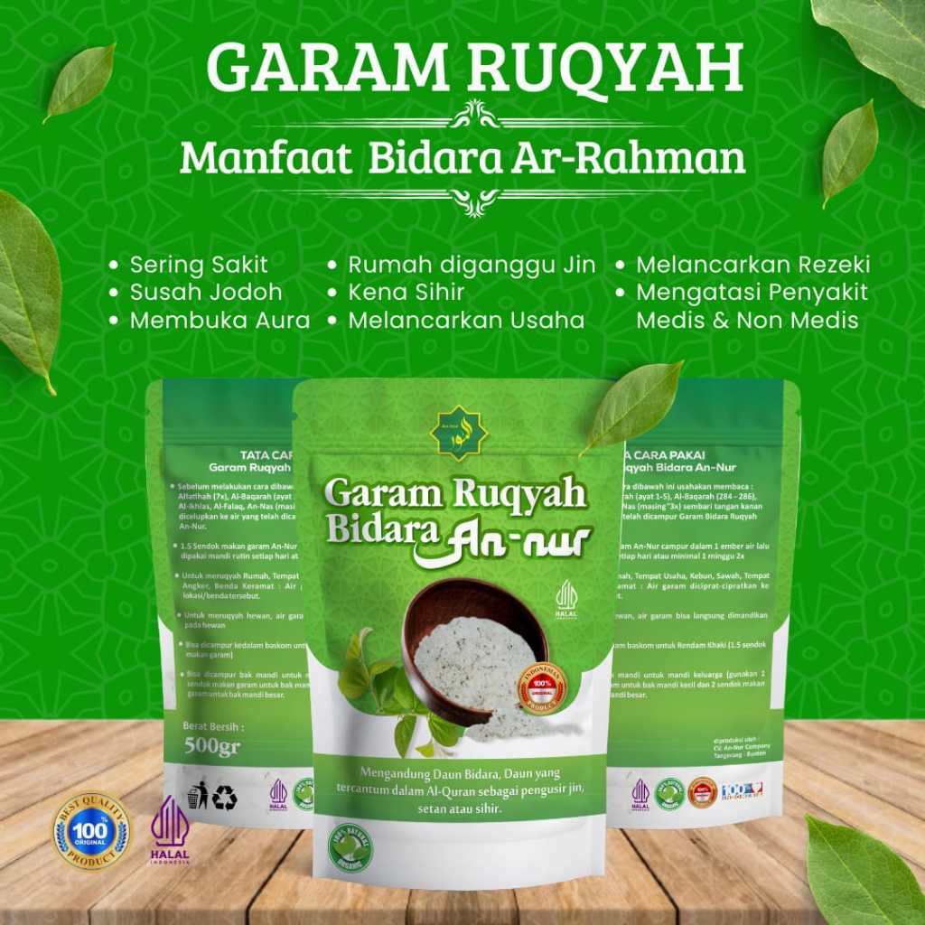 

Garam Ruqyah Bidara 300 Gram Penangkal Sihir, Pelet, Santet dan Aura Negatif